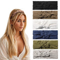 Vercret Headbands for Women Wide Sailor Knot Braided Headband Adjustable Hair Bands Non Slip for Girls Boho Stretchy Turban Headwrap Yoga Workout, Solid Color, 6Pcs