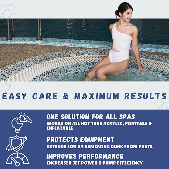 Triple-Action 3-in-1 Weekly Hot Tub Cleaner, Conditioner & Clarifier – Hot Tub Chemicals for Crystal Clear Water – Works on All Hot Tubs & Inflatable Spas – Made in USA – Veteran-Owned (4 Week Kit)