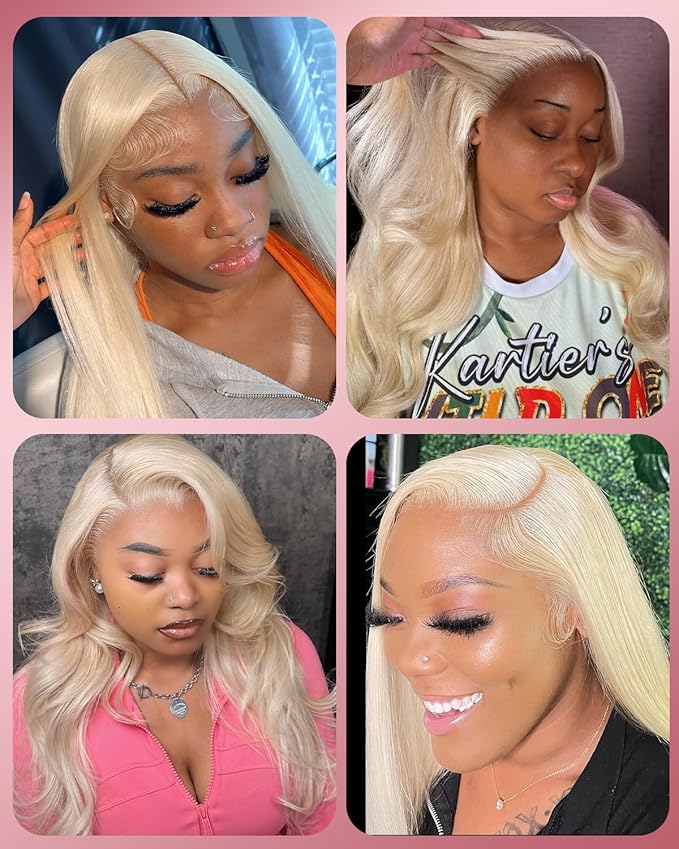 Alididi Skinlike Real Hd 613 13x6 Lace Front Wig Human Hair Straight Pre Plucked Bleached Knots 200% Density 0.10mm Ultra-Thin Invisible Lace Blonde Wig Human Hair For Women 28 Inch