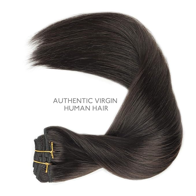 WENNALIFE Clip in Hair Extensions Real Human Hair, 24 Inch 160g 7pcs Dark Brown Remy Hair Straight Natural Extensiones De Cabello Humano Con Clip Ins