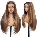 Honey Blonde 13x4 HD Lace Front Wig 26inch Layered Synthetic Lace Pre Plucked Straight Glueless Wigs for Black Women with Sunkissed Highlights