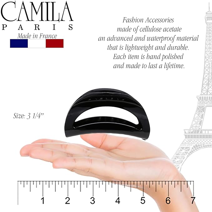 Camila Paris CP1563 French Hair Clip for Women Thick Hair for Long Curly Wavy Hair, Girls Hair Claw Clips Jaw, Durable Styling Big Claw Clip for Thick Hair, Strong Hold No Slip Grip, Made in France