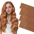 GOO GOO Invisi Edge Tape in Hair Extensions Human Hair, 330 Cinnamon Terra Copper, 20pcs 14inch 50g, Virgin Remy Hair, Seamless Injected Tape, Natural Look