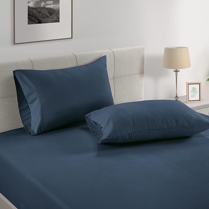 Lane Linen 100% Organic Cotton Pillow Cases Queen Size Set of 2 (20"x30") - Cotton Pillowcases Queen Size - Soft Navy Blue Pillow Cases Set of 2 - Queen Pillowcase Pack of 2 - Navy Blue