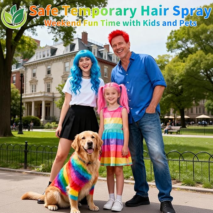 6 PCS Red&Blue&Purple&Pink&Silver&Green Temporary Hair Color Spray,Non-Stick Hairspray for Kids Girls Women Men,One-day Washable Hair Dye Spray for Party Halloween Cosplay DIY Christmas.