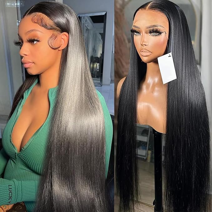 Lemoda 13x6 Full Lace Frontal Wig 180% Density Straight Lace Front Wigs Human Hair HD Transparent Lace Glueless Wig Pre Plucked 15A Brazilian Virgin Human Hair Wigs for Women 30 Inch