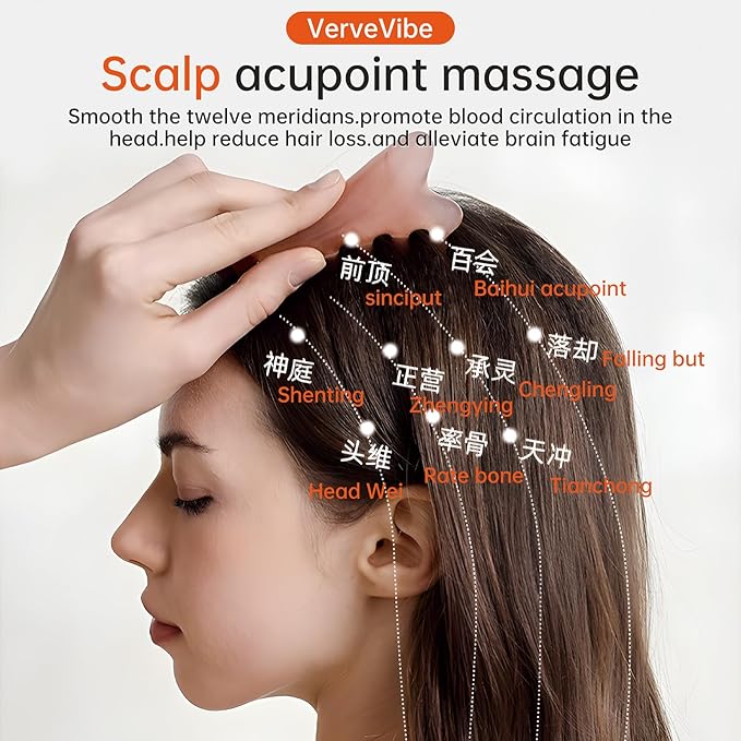 4-in-1 Acupressure Massage Comb - Portable Resin Scalp & Face Massager for Facial Toning, Head Relaxation, Eye Relief & Body Therapy | Bonus Lymphatic Drainage & Anti-Hair Loss (Yellow)
