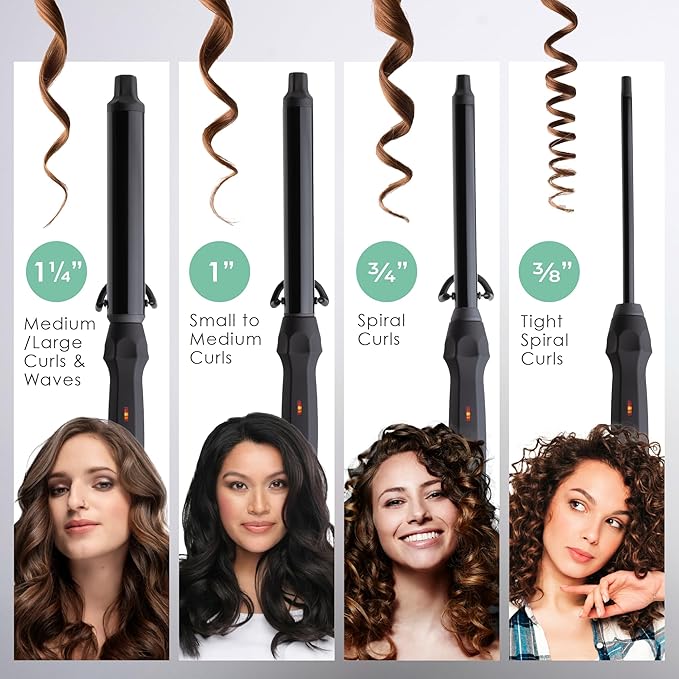 MINT Professional Clamp-Free Curling Wand 3/4 Inch for Long Hair | Extra Long Curl Wand 4-Heater Ionic Ceramic Tourmaline Barrel | Best Curling Wands | Adjustable 230-430°F | Worldwide Dual Voltage