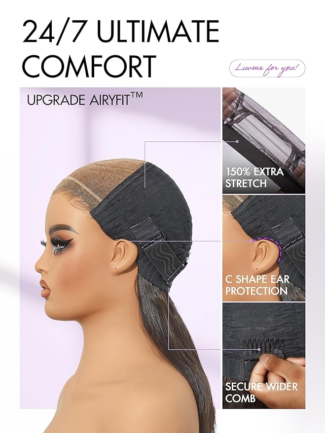 LUVME HAIR 100% Human Hair Wigs Loose Wave Glueless Lace Front 14 Inches, Pre Cut Plucked Hd Lace Short Wig Ready To Go Natural Color Straight Bleached Knots Side Part Black Wigs