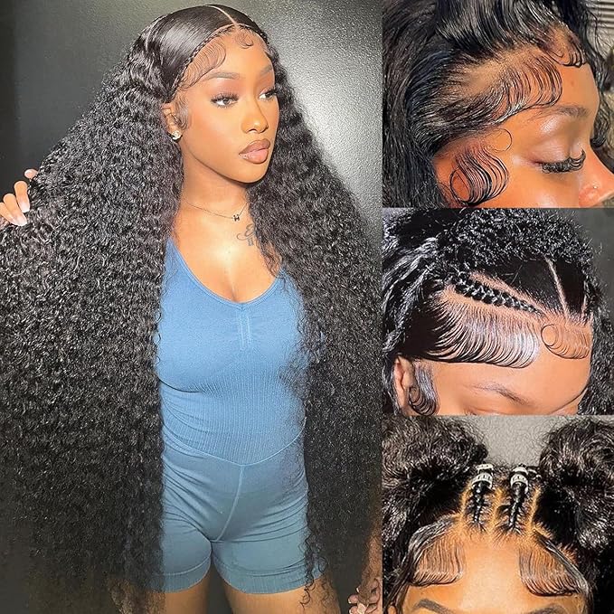 36 Inch Deep Wave Lace Front Wigs Human Hair HD Frontal Deep Wave Wig Human Hair Lace Front Wigs Human Hair Wigs For Women Wet And Wavy Glueless Wigs Human Hair Deep Curly Wig 200 Density