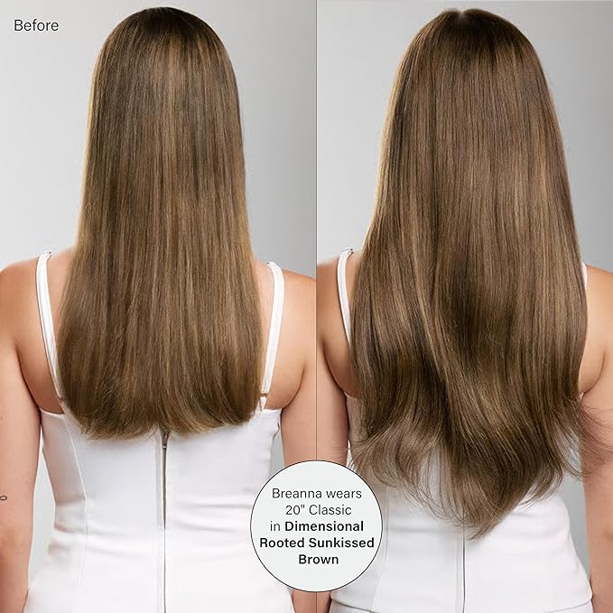 Luxy 100% Remy Human Hair – Halo Clip-In Hair Extensions –Natural Looking Volume & Length - One-Piece - Easy 5-Min Application 180 grams 20" Dimensional Rooted Sunkissed Brown