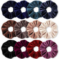 Scrunchies for Women & Girls, 12 Pcs Black Velvet Scrunchies - Soft Classic Elastic Hair Bands for a Secure Ponytail