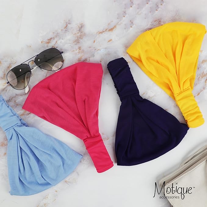 Marigold Wide Cotton Head Band Solid Boho Yoga Style Soft Hairband
