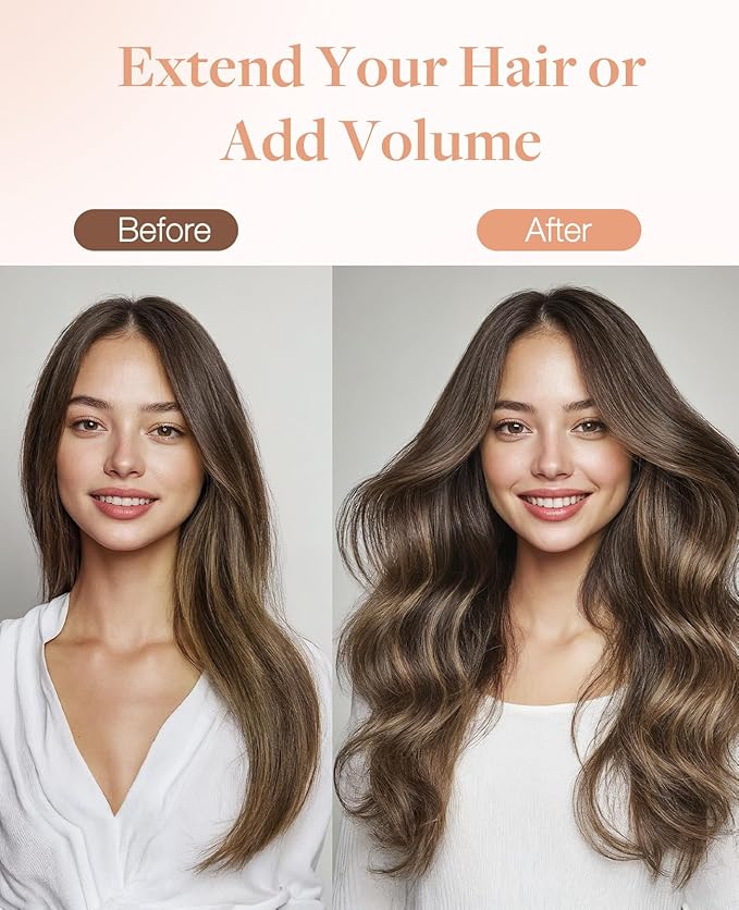 GOO GOO Invisi Edge Tape in Hair Extensions Human Hair, 4/26/4 Balayage Chocolate Brown to Honey Blonde 10pcs injected with 10pcs classical tape ins, 18inch 50g, Virgin Remy Hair, Natural Look