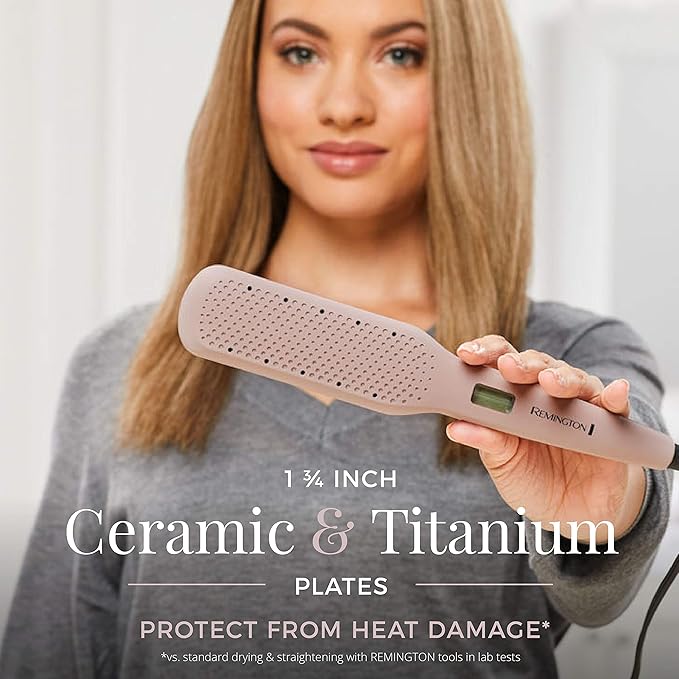 Remington Wet2Straight Hair Straightener / Flat Iron, 450°F Salon High Heat, 1 3/4" Inch plates, Mauve