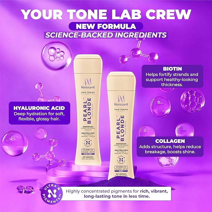 Naissant Set Purple Shampoo & Toning Mask | Eliminates Brassiness | Neutralizes Yellow & Orange Tones | Paraben, Ammonia & Sulfate Free | Pro-Vitamin B5, Olive Oil & Honey (Pearl Blonde) 10.1 Fl Oz