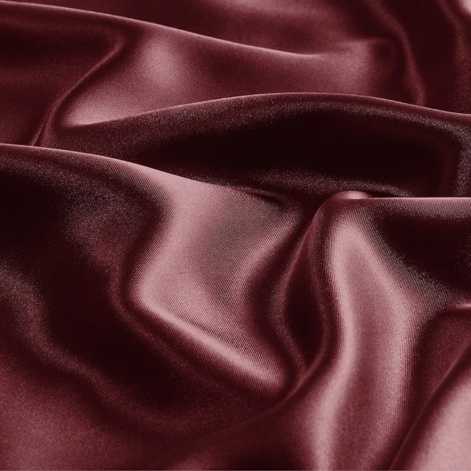 BEDELITE Satin Pillowcase with Zipper 2 Pack, Burgundy Pillow Cases Standard Size, Super Soft and Cooling Similar to Silk Pillow Cases, Gift for Women Men(20x26 Inches)