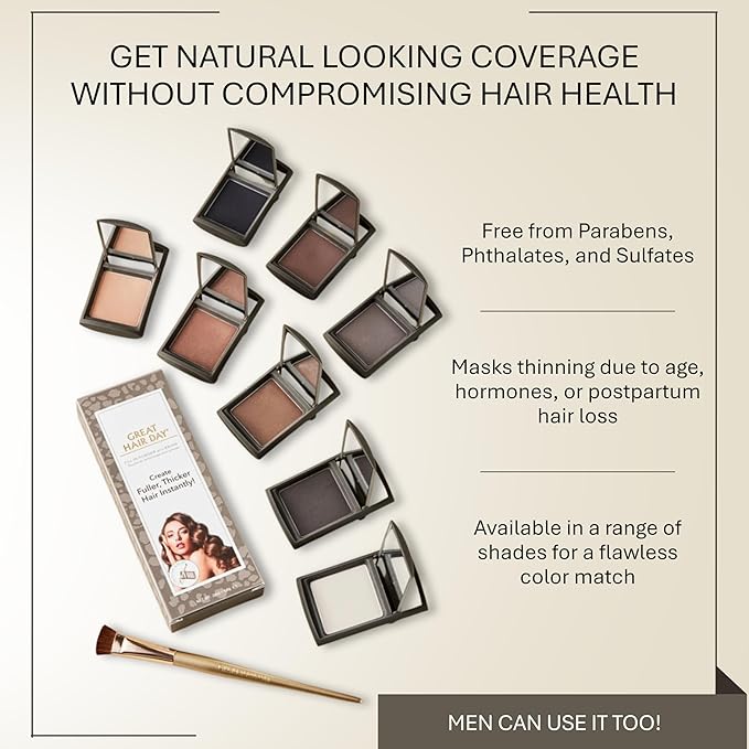 Joan Rivers Great Hair Day Root Touch Up Powder Duo - Fill-in Powder for Thicker, Fuller Looking Hair (Light Blonde)