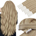 YoungSee Blonde Tape in Hair Extensions Real Human Hair Highlight Tape ins Human Hair Extensions For Women Natural Hair Tape-in Extension 20 Inches 20pcs 50g Adding Volume