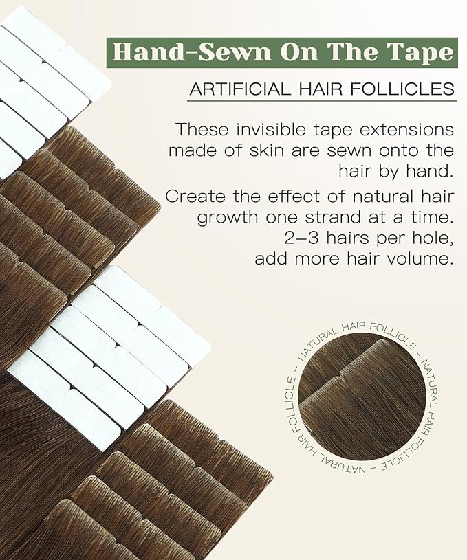 SURNEL Injected Seamless Tape in Hair Extensions 22 Inch #4 Chocolate Brown Invisible Tape in Extensions 20 Pcs 50g(#4,22)