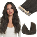 GOO GOO Tape in Hair Extensions Human Hair, 1C Mocha Brown, 24inch 100g 40pcs, Skin Weft Seamless Invisible, Silky Straight with Thick Ends, Remy Human Hair