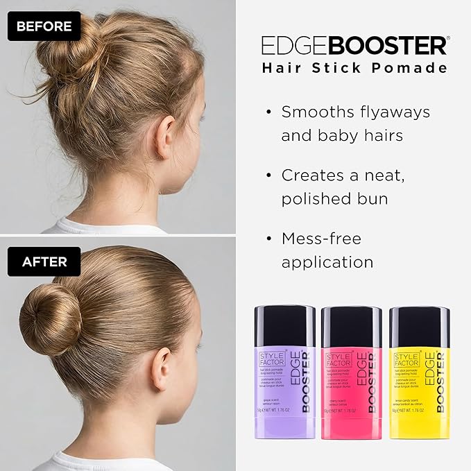 Style Factor EDGE BOOSTER Hair Wax Stick Pomade with Beeswax | Strong Hold Slick Stick for Flyaways, Edges & Baby Hair for Sleek Buns & Ponytails | Stocking Stuffers for Women Girls | Coconut Banana