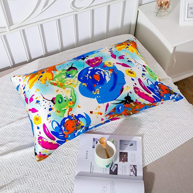 SLPBABY Silk Pillowcase for Hair and Skin with Hidden Zipper Print (Queen, Pattern3)