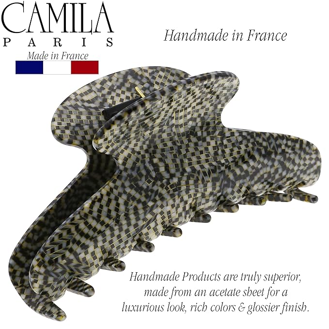 Camila Paris CP3037 French Hair Clip for Women Thick Hair for Long Curly Wavy Hair, Handmade Opera, Girls Hair Claw Clips, Durable Styling Big Claw Clip for Thick Hair, Strong Hold Grip Made in France