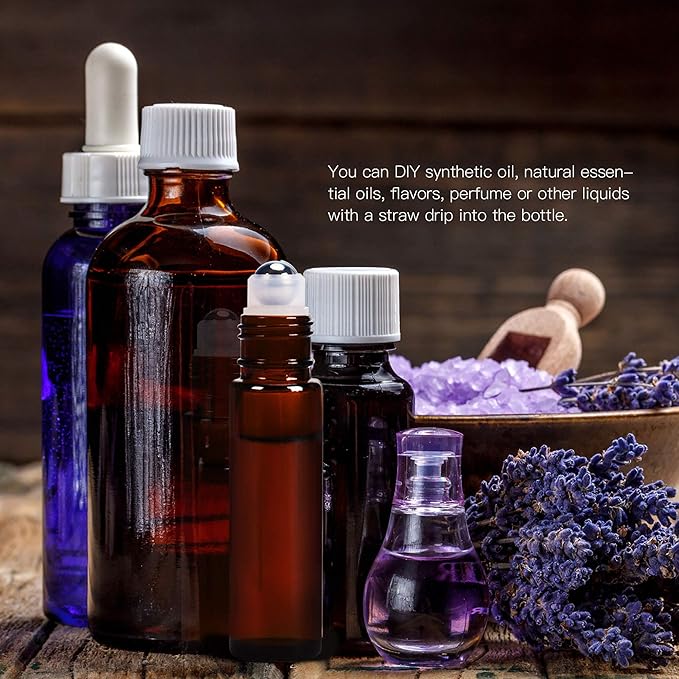 ULG 4/8/12-Pack Essential Oil Roller Bottles 10ml, Empty Bottles with Stainless Steel Roller Balls and Waterproof Labels, Roller Balls For Essential Oils