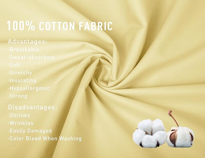 Sunflower Body Pillowcase 100% Cotton Long Pillow Cover/Case Envelope Closure 1 Pack, 21×54 inches Honeyed Straw, Soft and Breathable