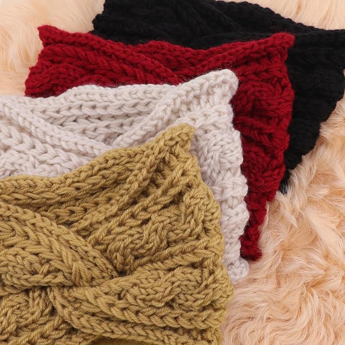 DRESHOW Knit Crochet Headband for Women Ear Warmer Soft Turban Stretch Warmer Headbands Winter Fashion Head Wrap