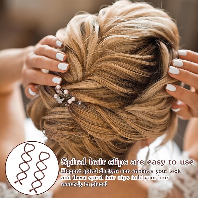 30 Pcs Spiral Hair Pins, Spin Pins for Hair, Alloy Spiral Bobby Pins, Bun Twist Spiral Hair Pins with Non-scratch Rounded Tips for Women Bun Hair Style (Brown)