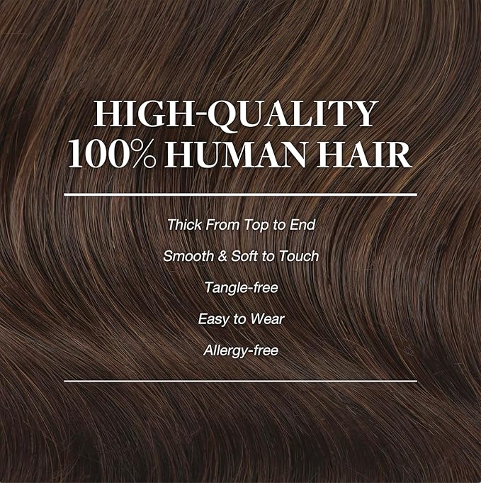 GOO GOO Clip in Hair Extensions Real Human Hair, Remy Human Hair Extensions Clip ins for Women, Natural Human Hair, 24inch 170g 7Pcs, #4A Chocolate Brown