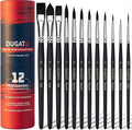 Watercolor Brushes Professional, DUGATO 12pc Artist Paint Brush Set - Synthetic Bristles (Round, Flat, Liner, Oval) for Watercolor Gouache Inks Painting