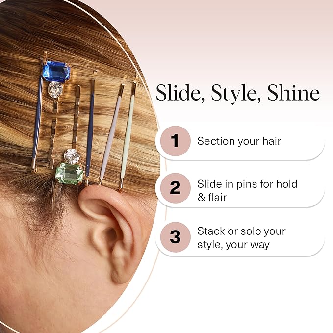 Kitsch Gem Bobby Pins for Women - Stylish Rhinestone Hair Accessories | Elegant Hair Pins Decorative for Styling | Bobby Pin Set - Garden Bouquet | Ideal Gifts for Women, 8pcs
