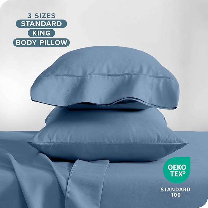 Bare Home Microfiber Pillow Cases - King Size Set of 2 - Cooling Pillowcases - Double Brushed - Coronet Blue Pillowcases 2 Pack - Easy Care (King Pillowcase Set of 2, Coronet Blue)