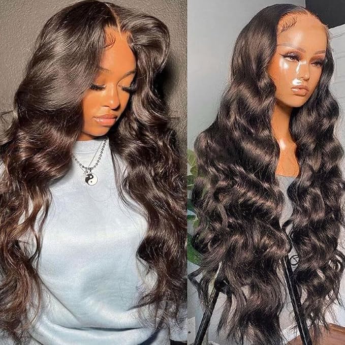 Lemoda Full 13x4 Body Wave Lace Frontal Virgin Human Hair Wigs 210% Density Top 15A HD Transparent Lace Frontal Wig Unprocessed Human Hair Wigs Pre Plucked Natural Hairline 18Inch
