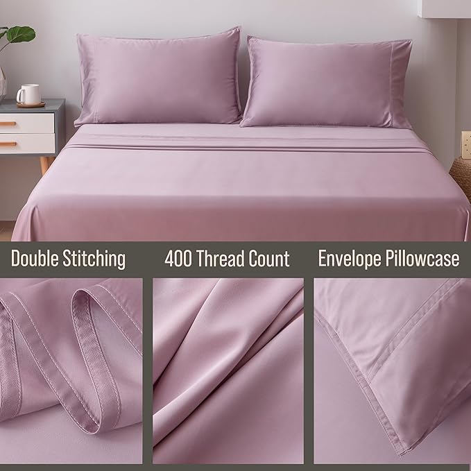 Bella Coterie | Luxury Bamboo Queen Size Pillowcase Set | 100% Organically Grown Bamboo Viscose | Ultra Soft | Cooling | 2 Pcs [Lilac]