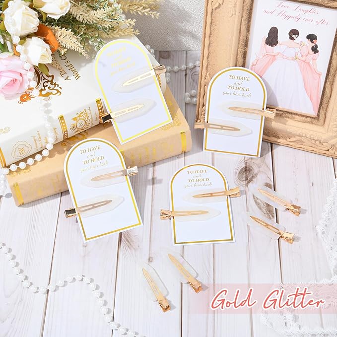 20PCS Bridesmaid Hair Clips No Bend Hair Clips Bridesmaid Hair Accessories Gifts Makeup White Creaseless Clips for Bride Women Girl(20Pcs/10Cards)