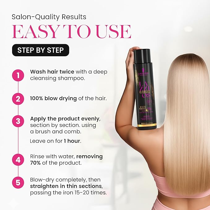Lazzios Caviar Organic Hair Protein 500 ml (17 oz) – Brazilian Professional Straightening & Smoothing Treatment – Safe Formula with No Toxic Acids, Hyaluronic Acid, Keratin, Caviar & Argan Oil