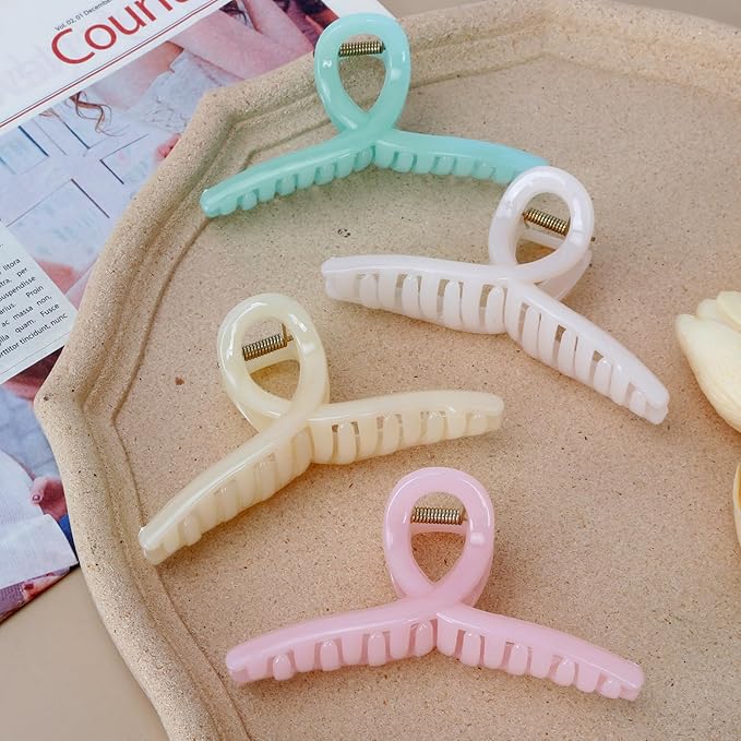 Butterfly Hair Claw Clips for Women - 4.3 Jelly Hair Accessories Medium Size for Girls with Thin, Fine or Thick Hair (4 Pcs)