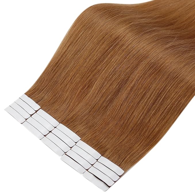 Full Shine Tape in Extensions Real Human Hair Color 330 Auburn Tape ins Human Hair Extensions 24 Inch Remy Extension 50G Invisible Seamless Skin Weft Straight Extension 20Pcs Natural Brazilian
