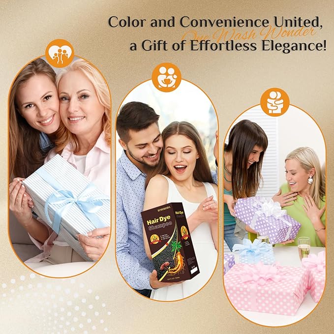 Light Brown Hair Dye Shampoo for Gray Hair - 3-in-1 Coloring & Conditioning Treatment, Natural Shampoo Dye Hair Color for Women & Men, Gentle Covers Gray Hair in Minutes, Champu Para Canas, 500ml