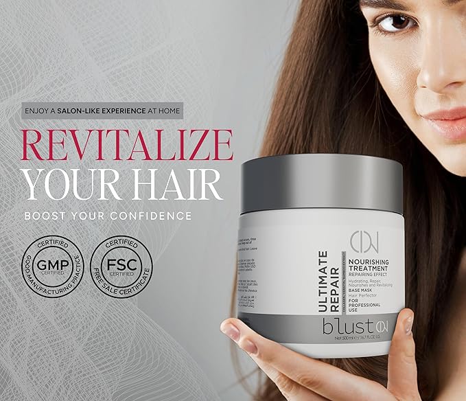Ultimate Repair Hair Mask for Damaged Hair with Collagen & Keratin – Professional Repair Mask with Deep-Conditioning Performance for Dry & Color-Treated Hair – Bamboo & Avocado Oil, 500 ml - 16.7oz