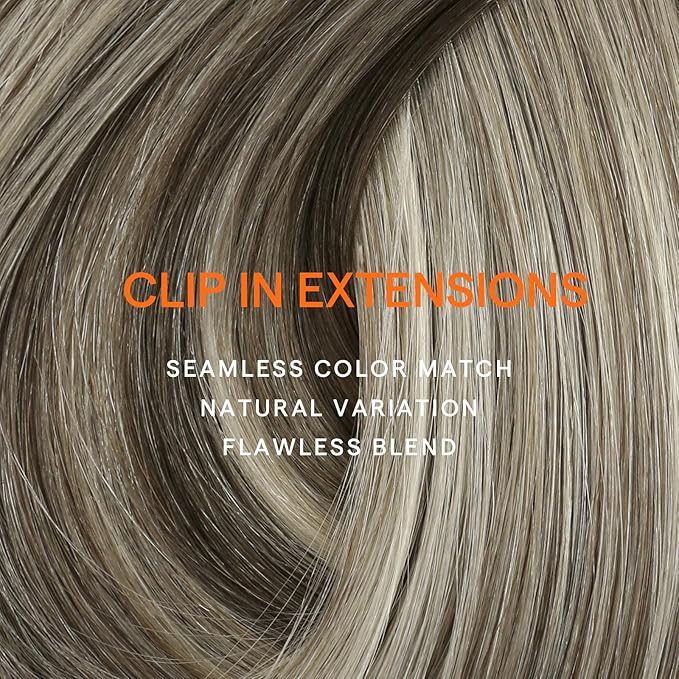 Full Shine Balayage Clip in Hair Extensions Remy Human Hair Ash Brown Ombre Blonde Clip in Extensions 7/800/7 14 Inch Medium Length Hair Extensions 7 Pcs 120 G