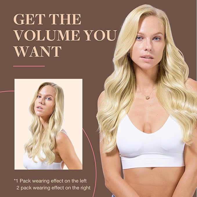 GOO GOO Clip in Hair Extensions Real Human Hair, Remy Human Hair Extensions Clip ins for Women, Natural Human Hair, 18inch 120g 7Pcs, #R7/60F