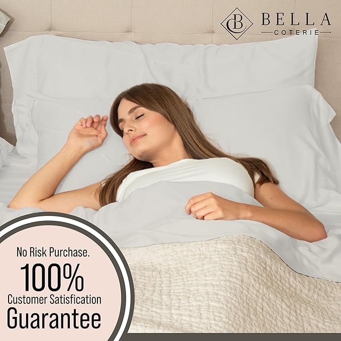 Bella Coterie | Luxury Bamboo Viscose Standard Size Pillowcase Set | 100% Organically Grown | Ultra Soft | Cooling | 2 Pcs [Grey Mist]