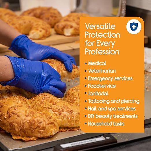 Inspire Black Nitrile Disposable Gloves | 4.5 Nitrile Safety Medical Exam Cooking Cleaning Disposable Black Gloves (Blue - Case of 1000, XXL)