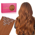 WENNALIFE Seamless Clip In Hair Extensions Human Hair, 22 Inch 150g 7pcs Dirty Ginger Real Hair Extensions Clip in Human Hair Invisible PU Skin Weft Natural Remy Human Hair Extensions