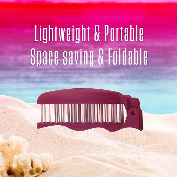 Mini Detangler Travel Hair Brush with Mirror, Makaron Hair Brushes for Women, Men and Kids, Unique 3D Flexible Design for All Hair Types, Styling Accessory, Travel Essentials for Women (DARK DAMSON)